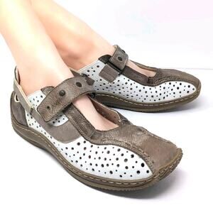 Rieker Antistress Driving Shoes Womens Size‎ 39 EU 8 US Tan White Leather READ